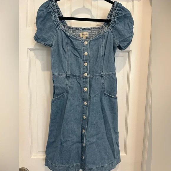 madewell button front denim dress Denim Button-Front Mini Shirtdress